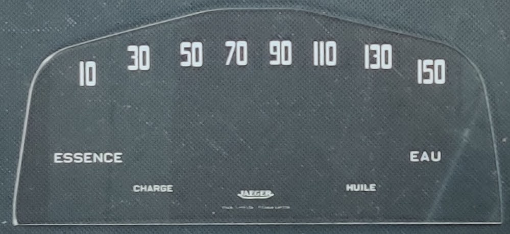 Plastic methacrylate speedometer dial face for Renault Dauphine and Gordini