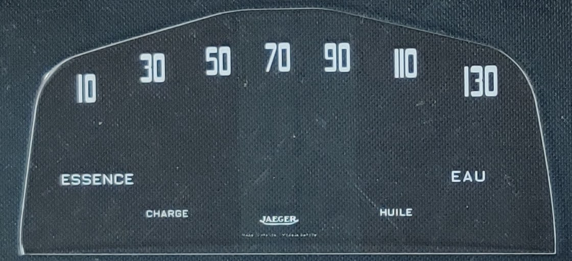 Plastic methacrylate speedometer dial face for Renault Dauphine and Gordini