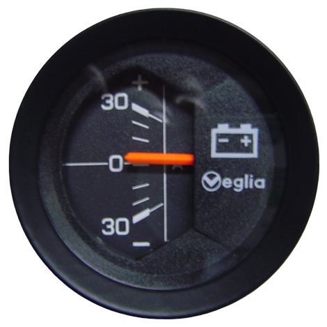 Amperímetro 52 mm. Veglia stereo aro negro  -30 0 30+