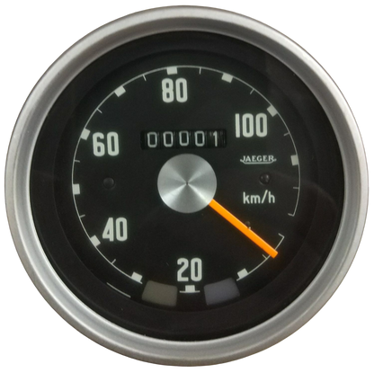 Geschwindigkeitsmesser, Drehzahlmesser und Thermometer mit Amperemeter. Pegaso